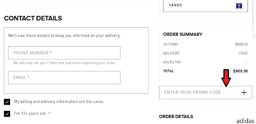 adidas coupon code first order